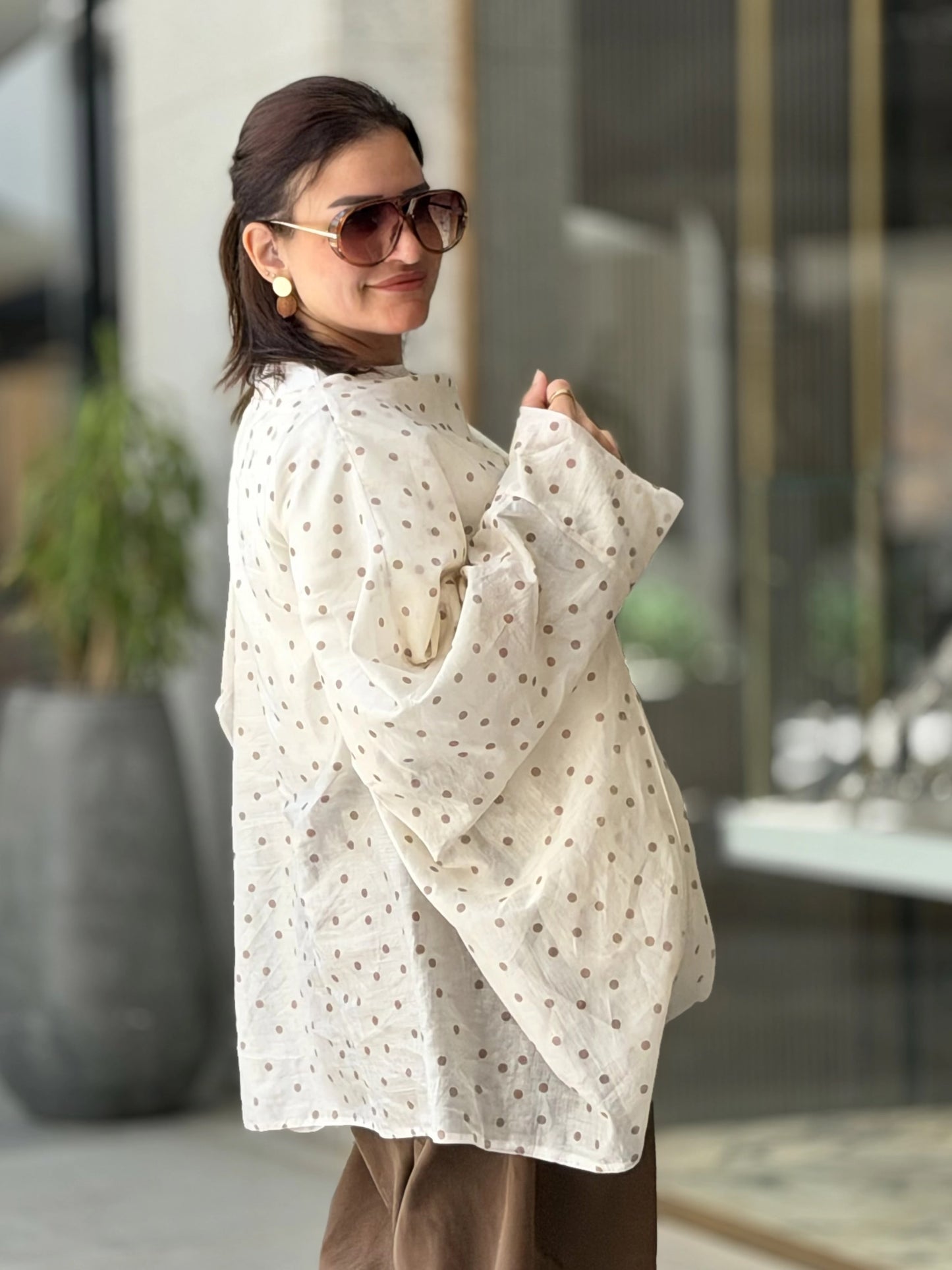 Polka Dot Layered Blouse🤍🤎