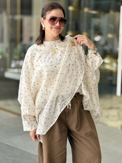 Polka Dot Layered Blouse🤍🤎