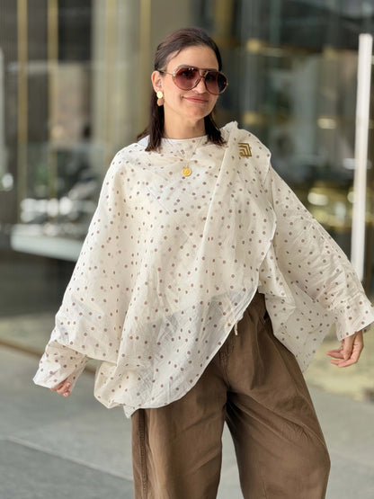 Polka Dot Layered Blouse🤍🤎