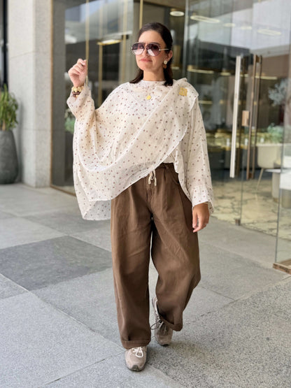 Polka Dot Layered Blouse🤍🤎