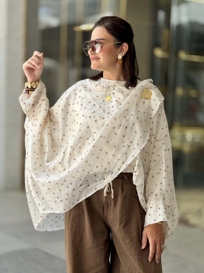 Polka Dot Layered Blouse🤍🤎