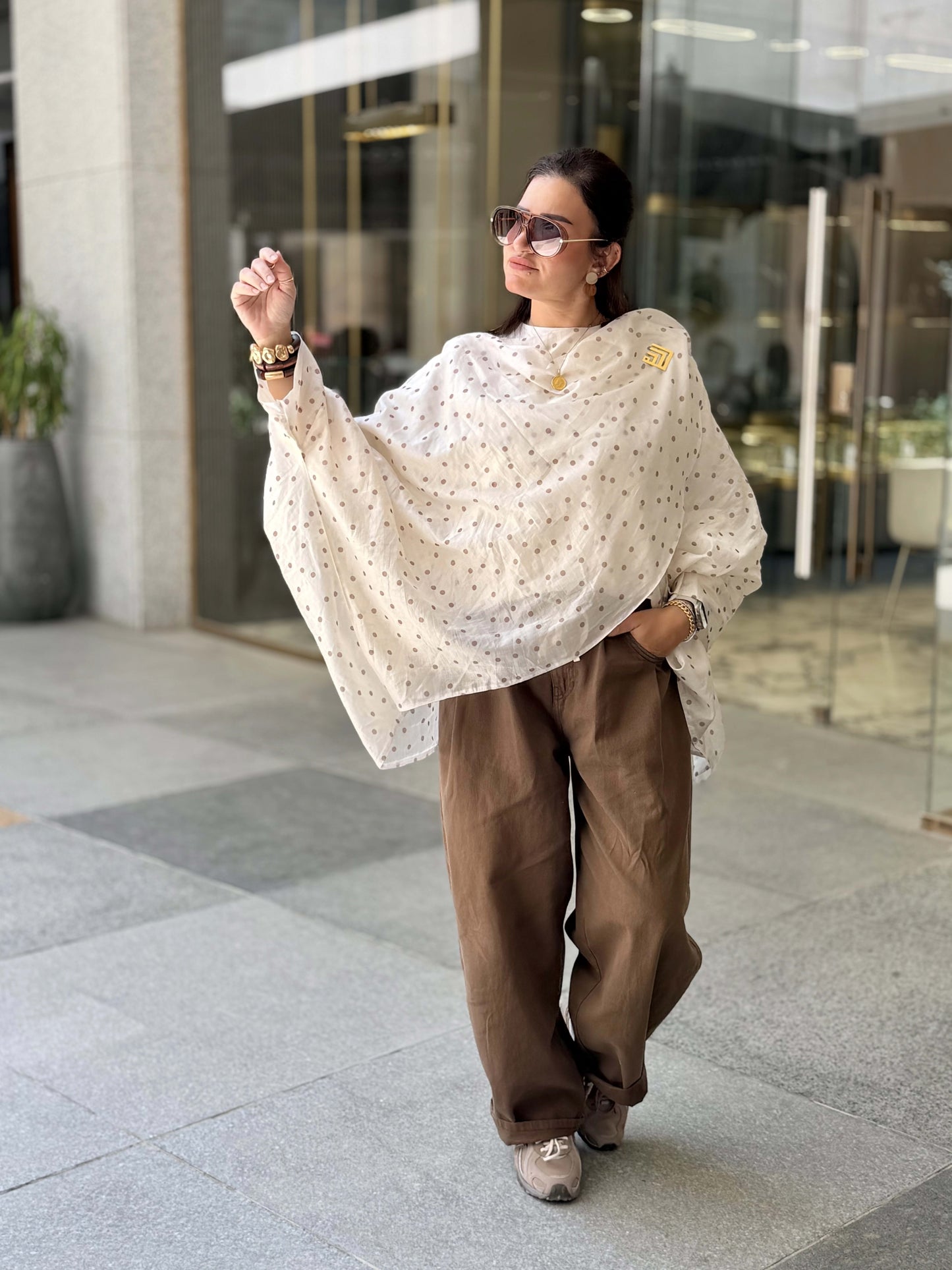 Polka Dot Layered Blouse🤍🤎