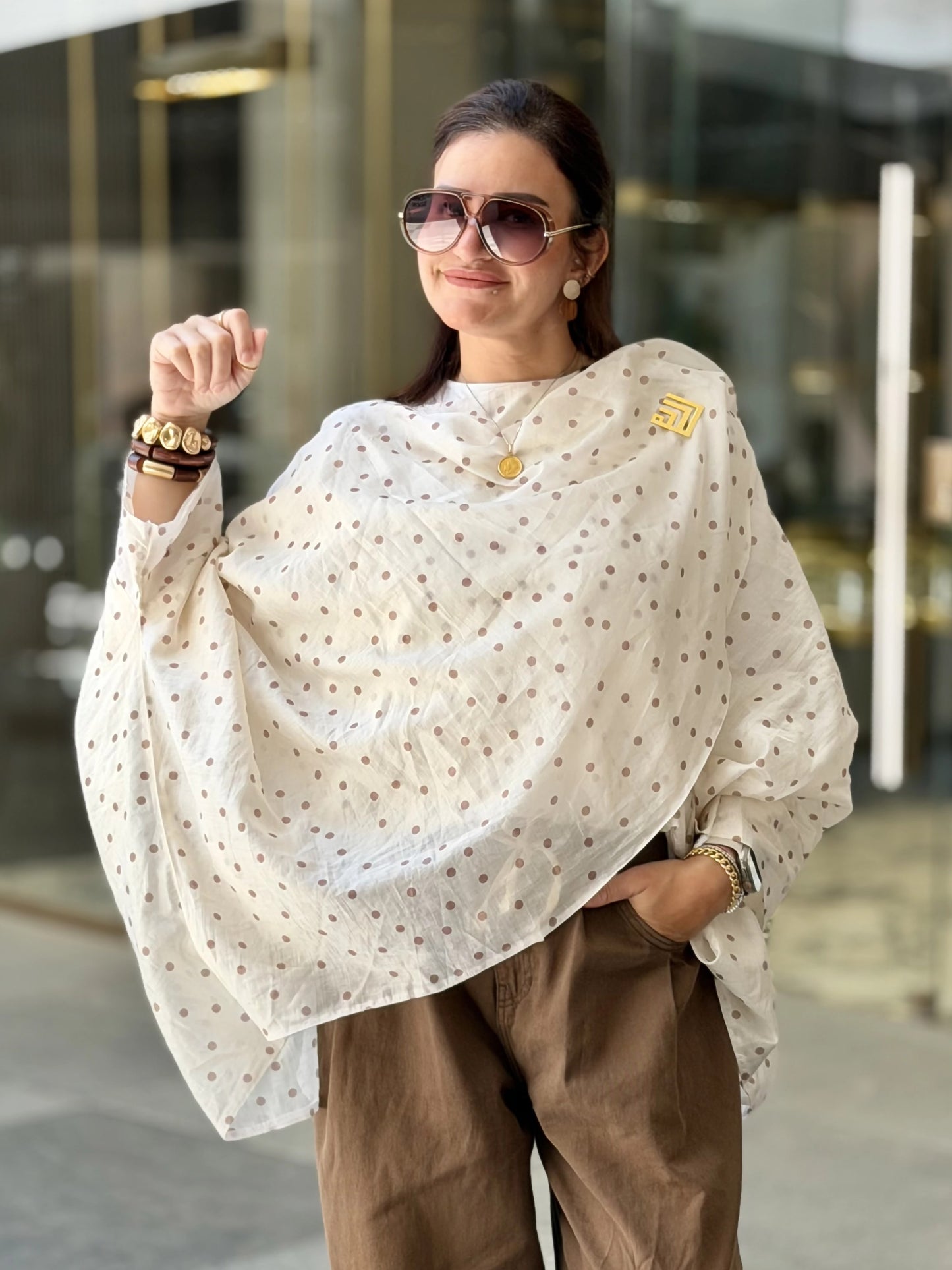 Polka Dot Layered Blouse🤍🤎