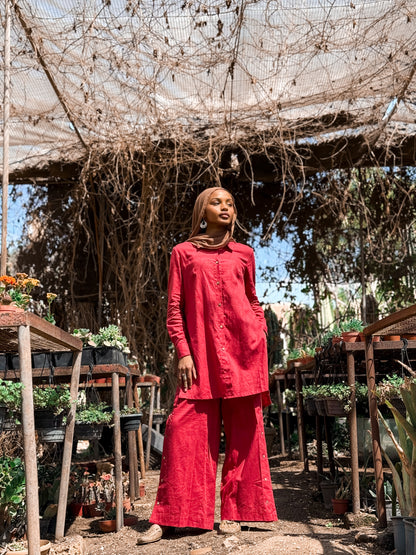 Zahara Linen Set-Red