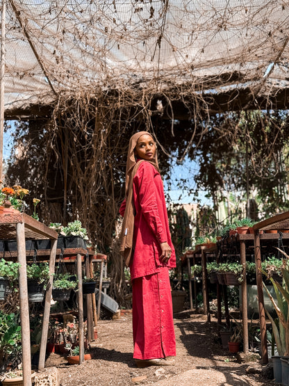 Zahara Linen Set-Red