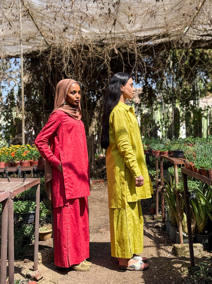 Zahara Linen Set-Mustard