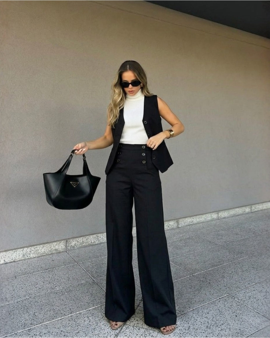 Buttoned Black Pants