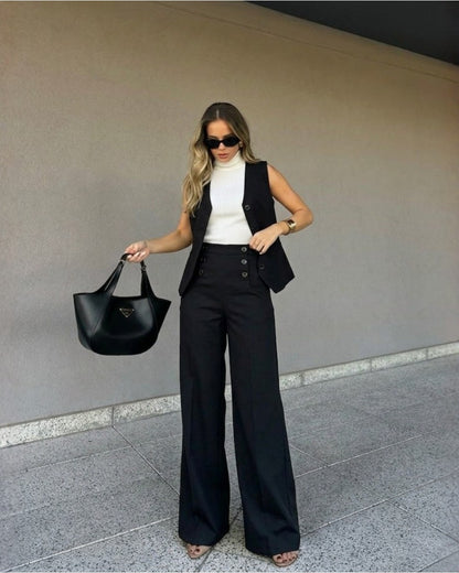 Buttoned Black Pants