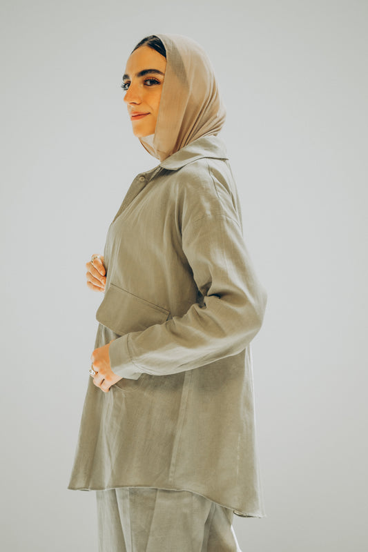 Safari Olive Linen Shirt