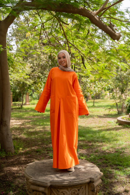 Linen Jalabia Dress Orange