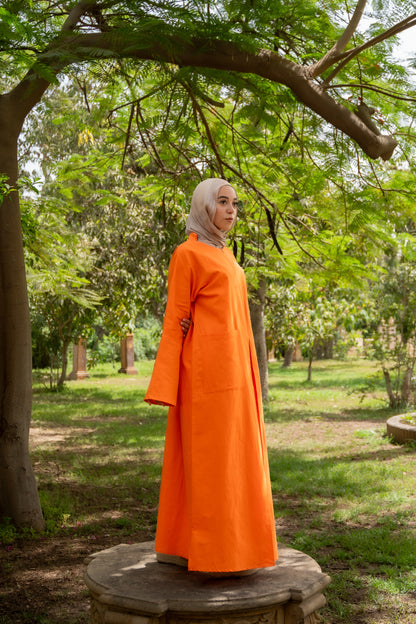 Linen Jalabia Dress Orange
