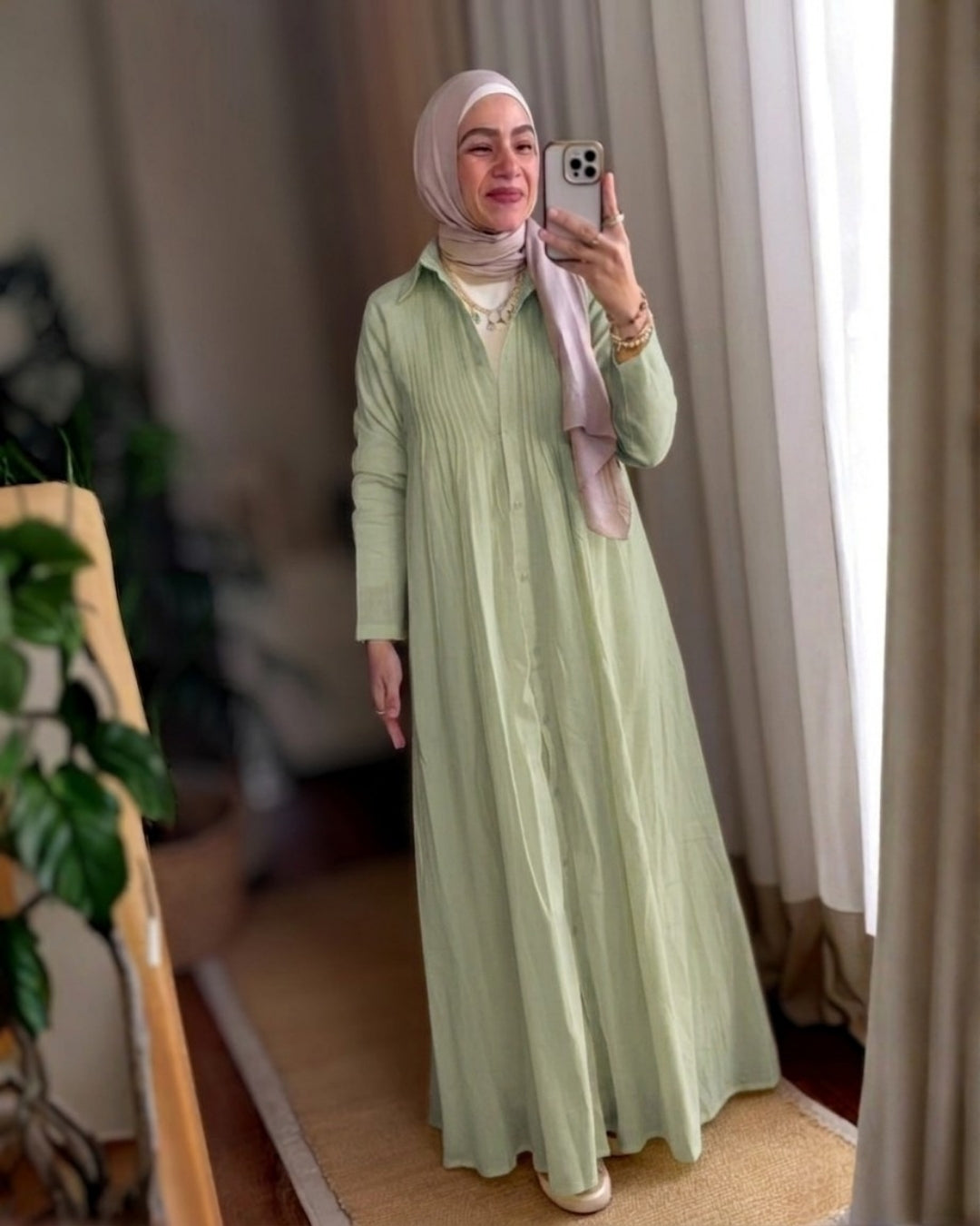 Pleated Linen Dress.
