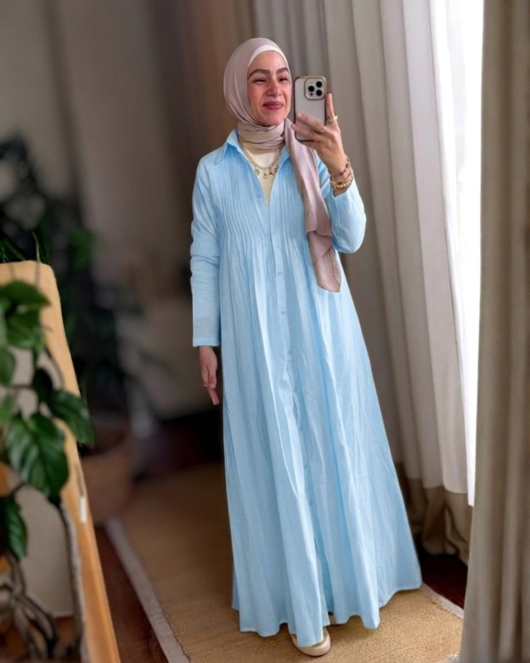 Pleated Linen Dress.