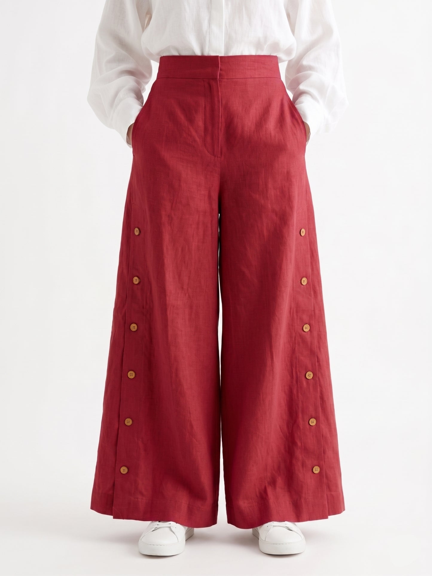 Buttoned Linen Pants (kiwi)