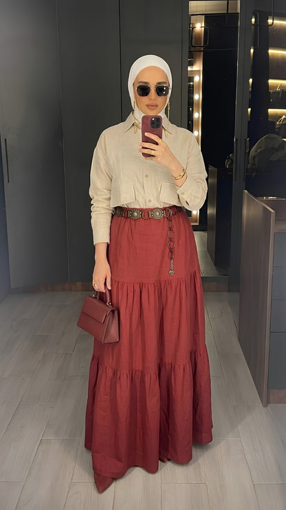 Safari Linen Skirt Set