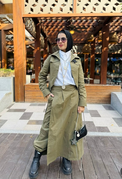 Layered Wrap skirt-Pants Set