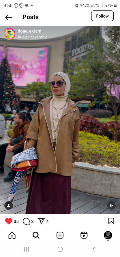 Zipped Collar  Leather Jacket