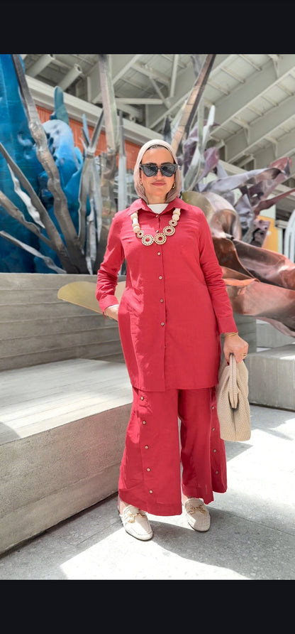 Linen Blouse Red
