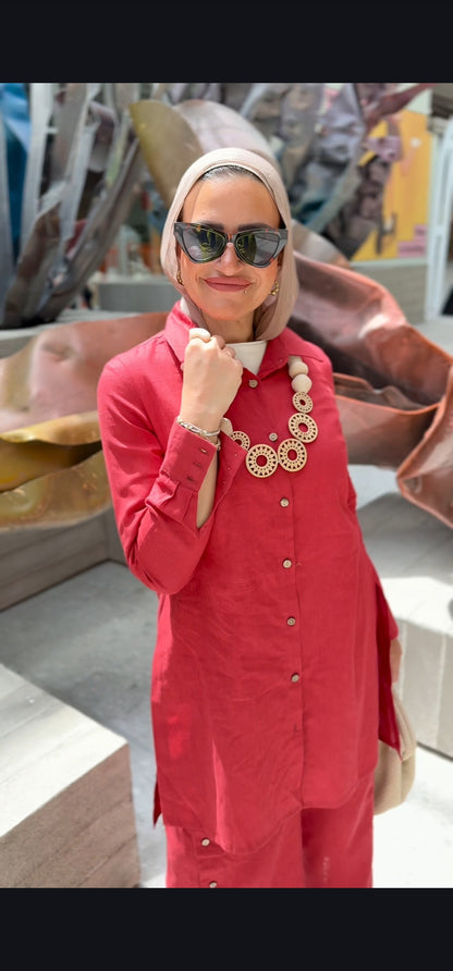 Linen Blouse Red