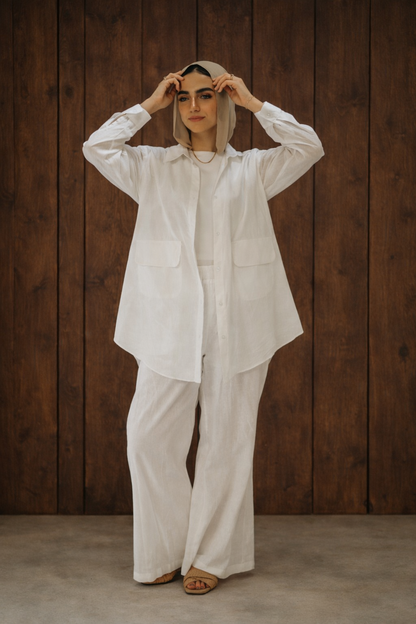 Safari White Linen Shirt