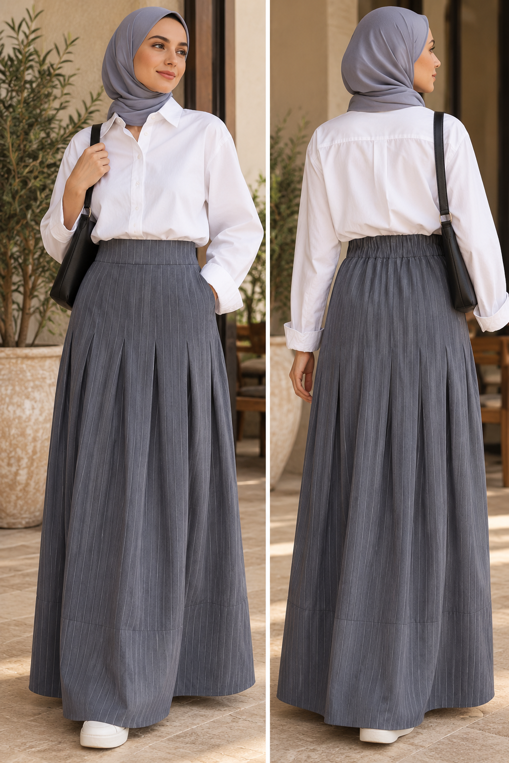 Pinestripe Flow Skirt