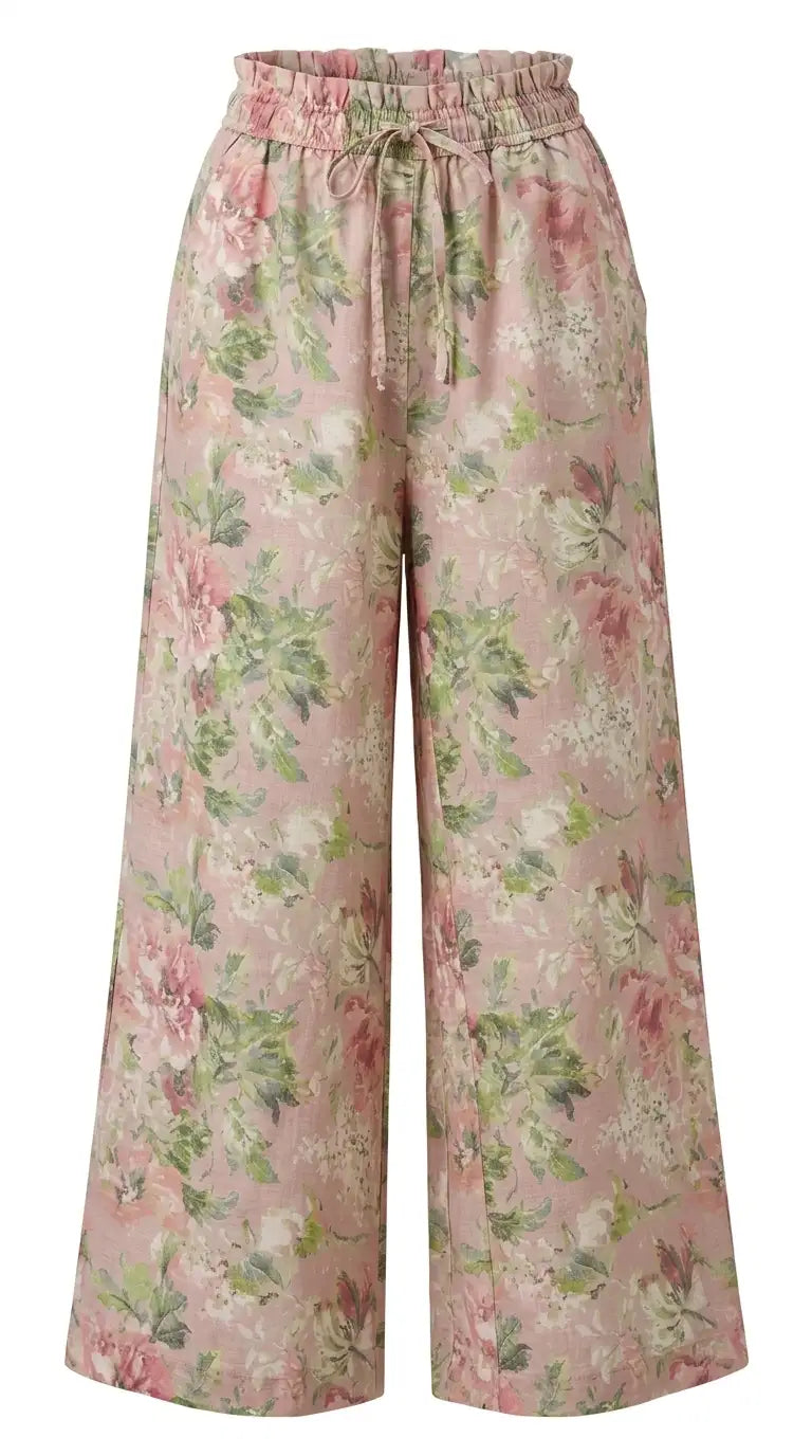 Empire High-Waist Wide-Leg Pants