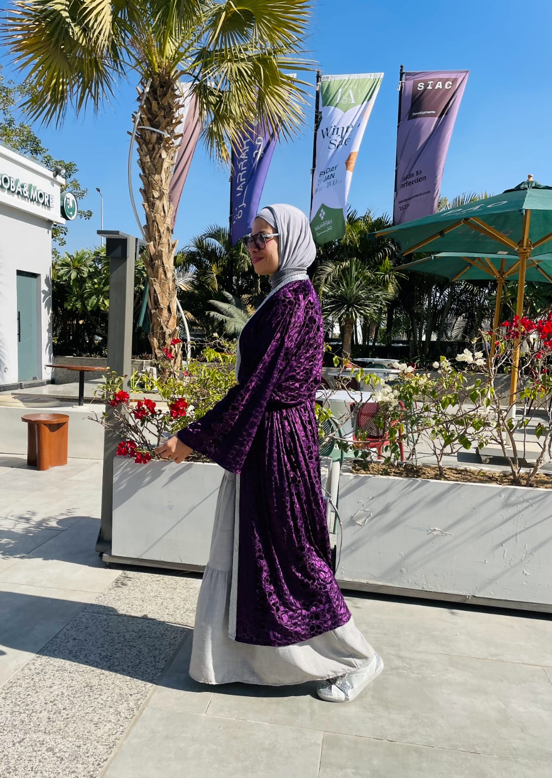 Layali Velvet Open Abaya – Purple