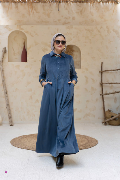 Velvet Blue Grey Dress