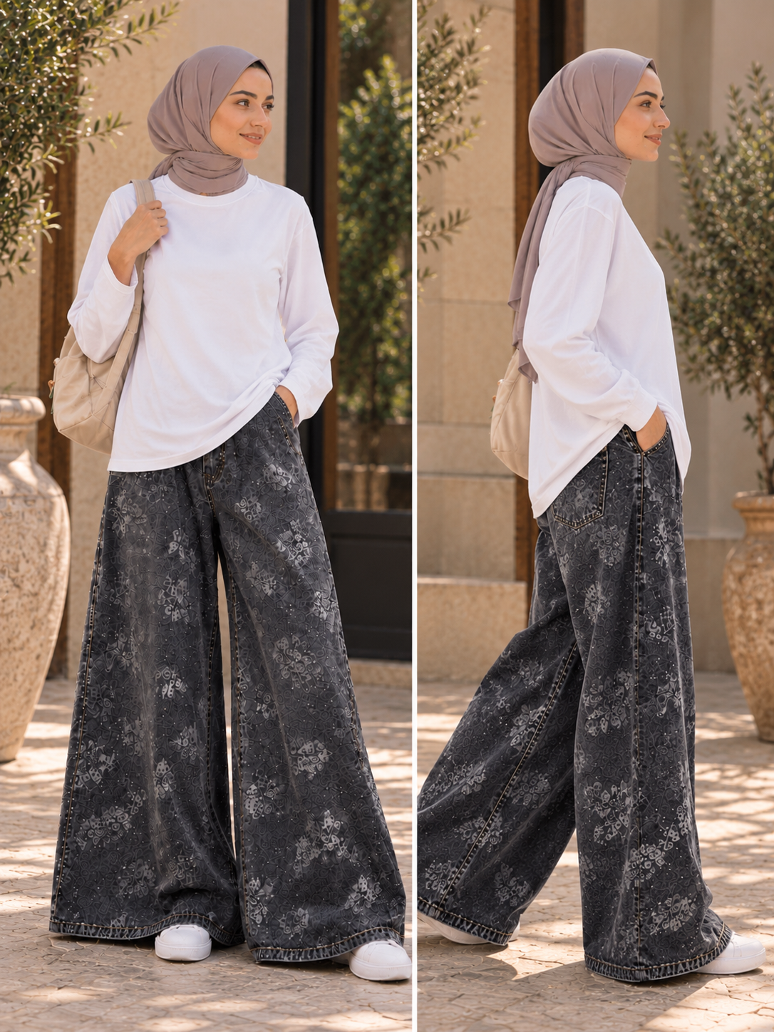 Floral Extra wide leg Denim