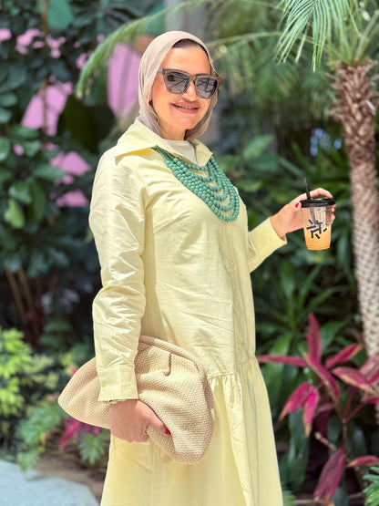 Low Waist Dress-Yellow