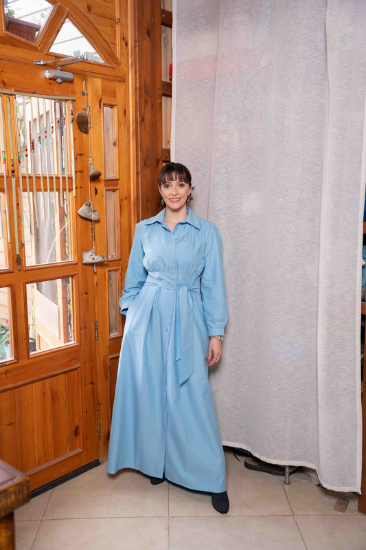 Belted Poplin Dress