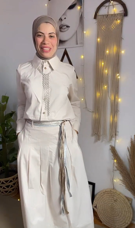 Beige skirt set