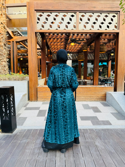 Teal luxe velvet kaftan
