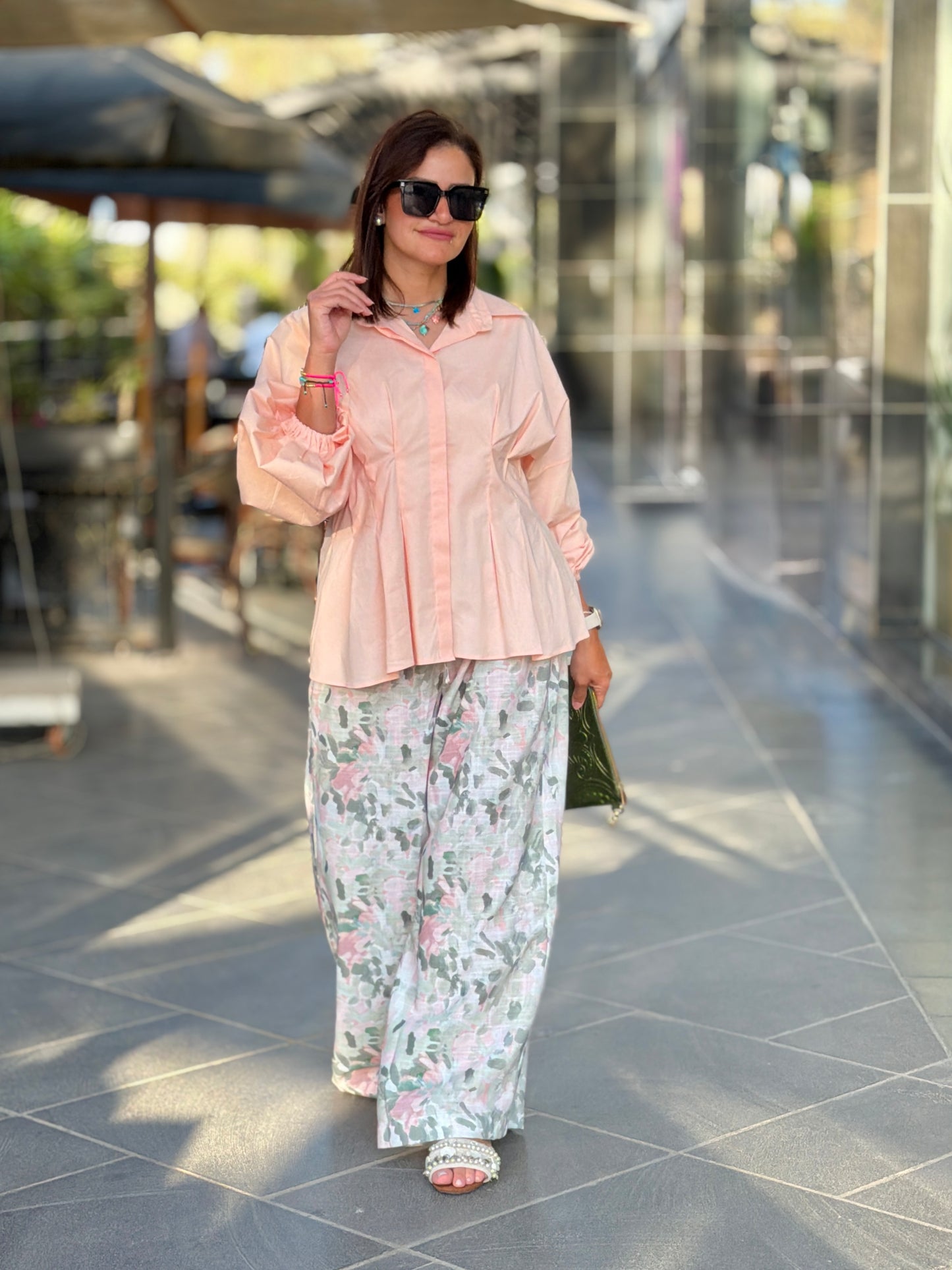 Empire High-Waist Wide-Leg Pants