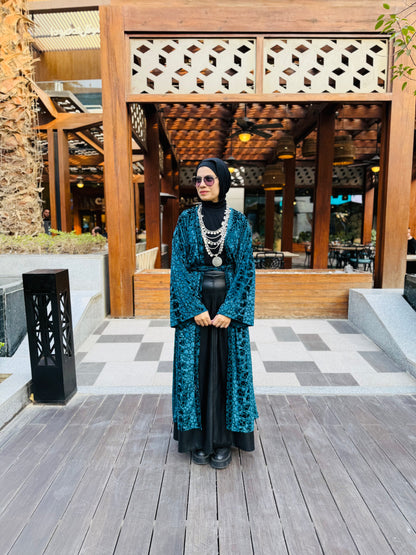 Teal luxe velvet kaftan
