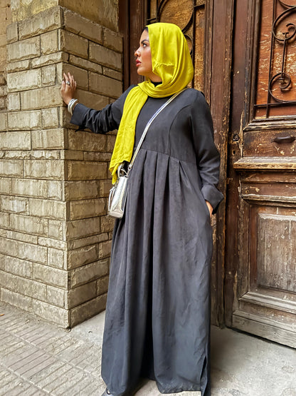 Buttoned Dress Dark Grey