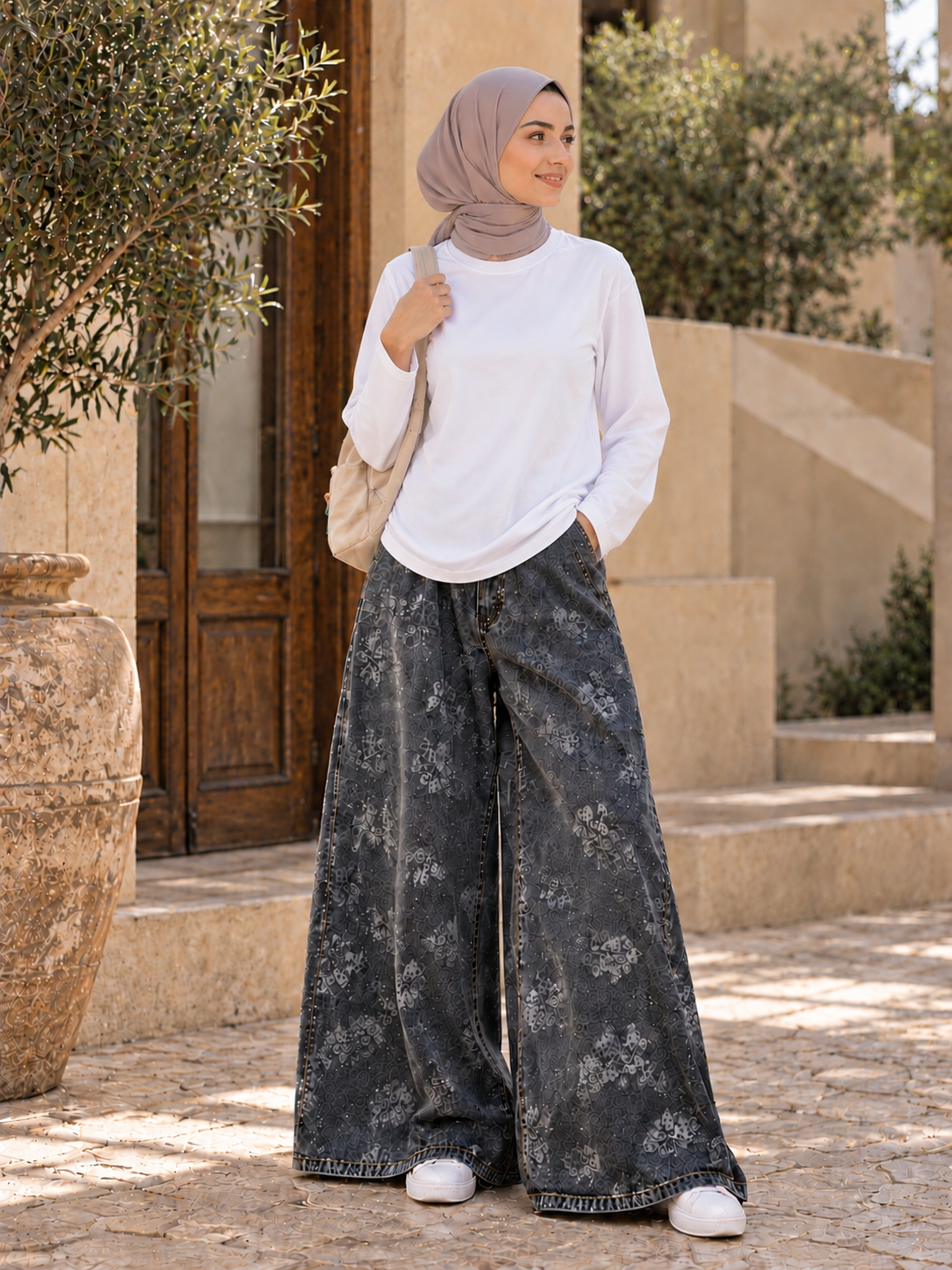 Floral Extra wide leg Denim