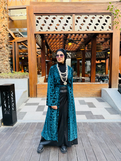 Teal luxe velvet kaftan