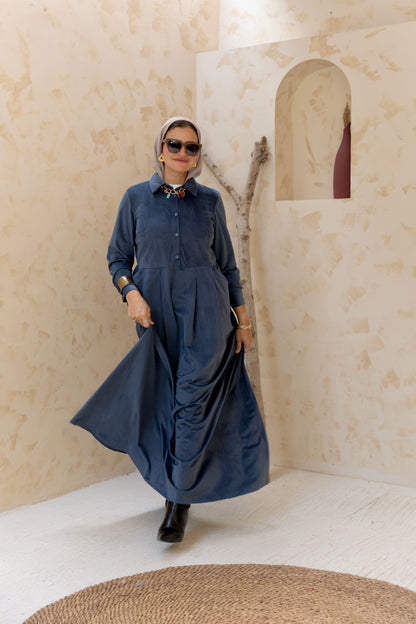 Velvet Blue Grey Dress