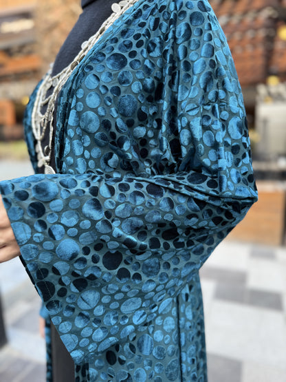Teal luxe velvet kaftan