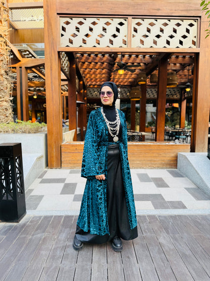 Teal luxe velvet kaftan