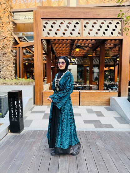 Teal luxe velvet kaftan