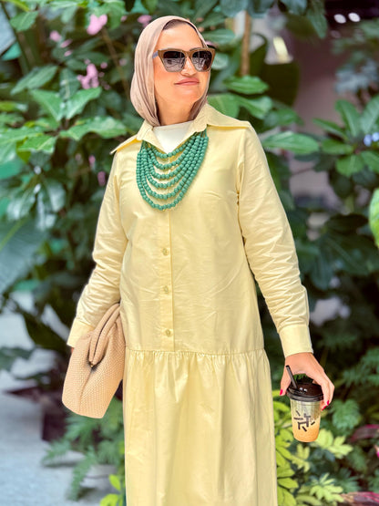 Low Waist Dress-Yellow