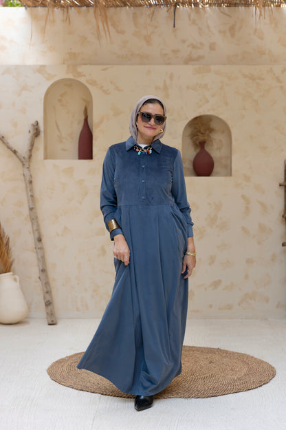 Velvet Blue Grey Dress