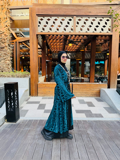 Teal luxe velvet kaftan