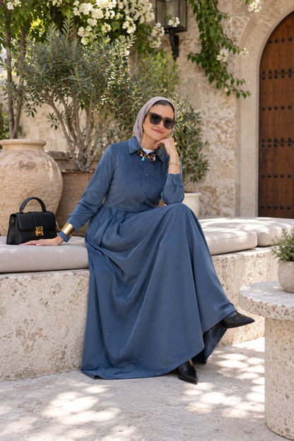 Velvet Blue Grey Dress
