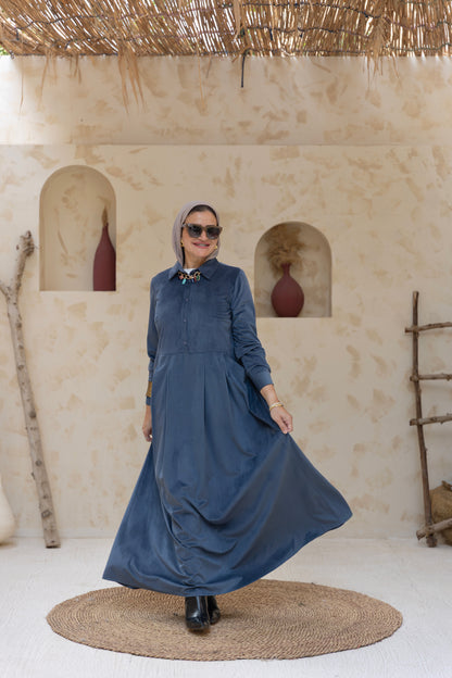Velvet Blue Grey Dress