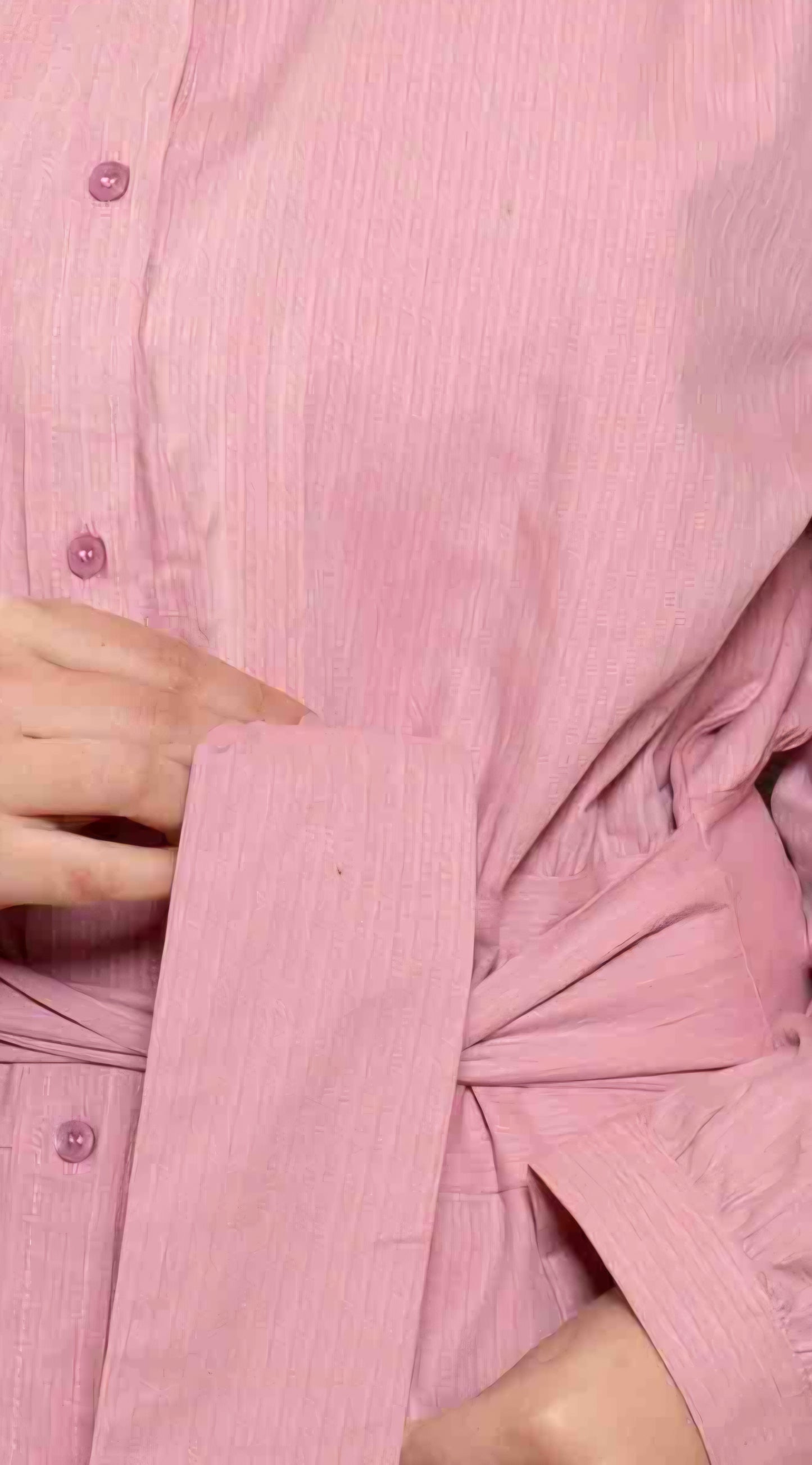 Belted Dusty Rose poplin Dress