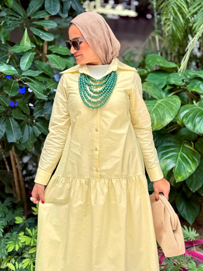 Low Waist Dress-Yellow