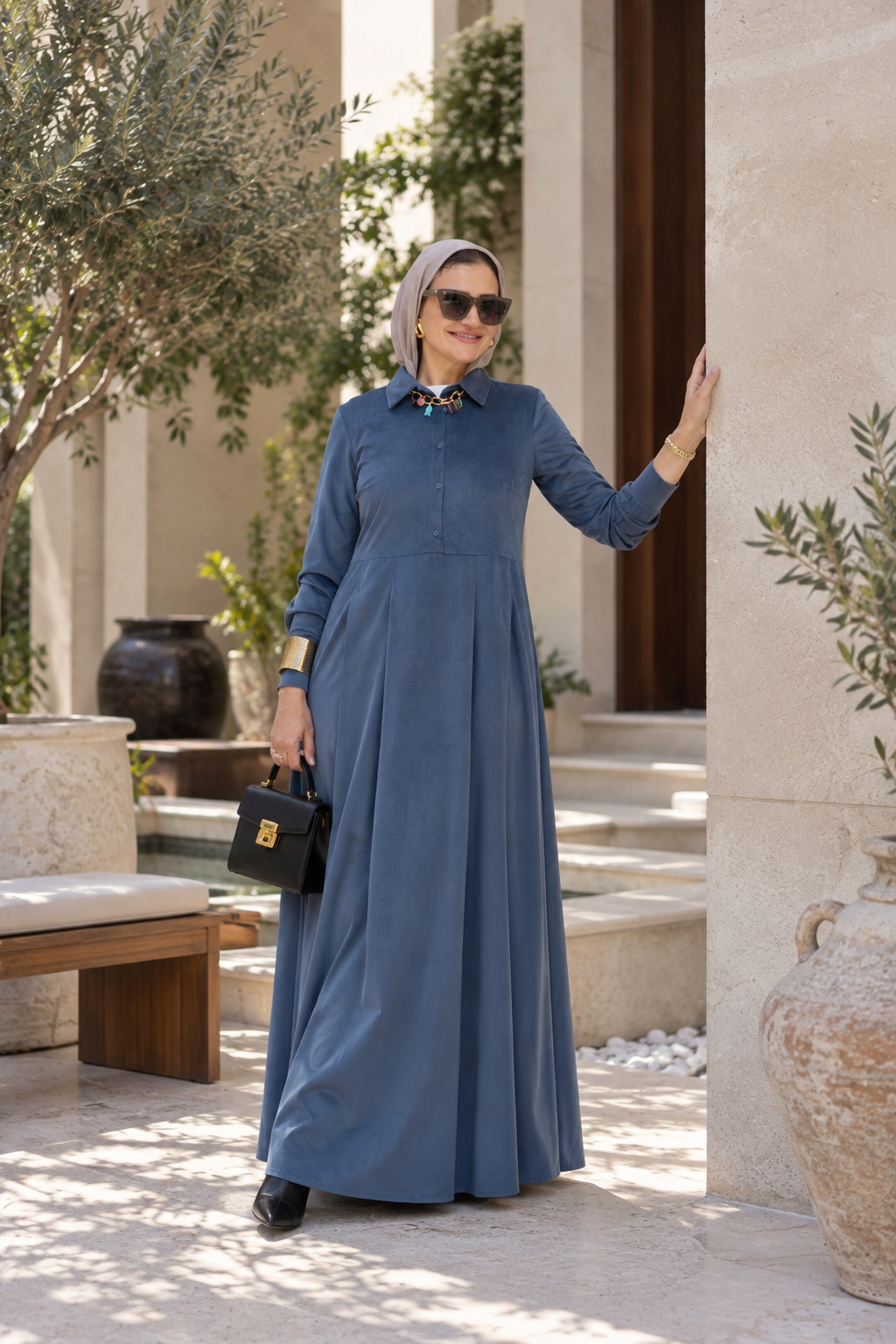 Velvet Blue Grey Dress
